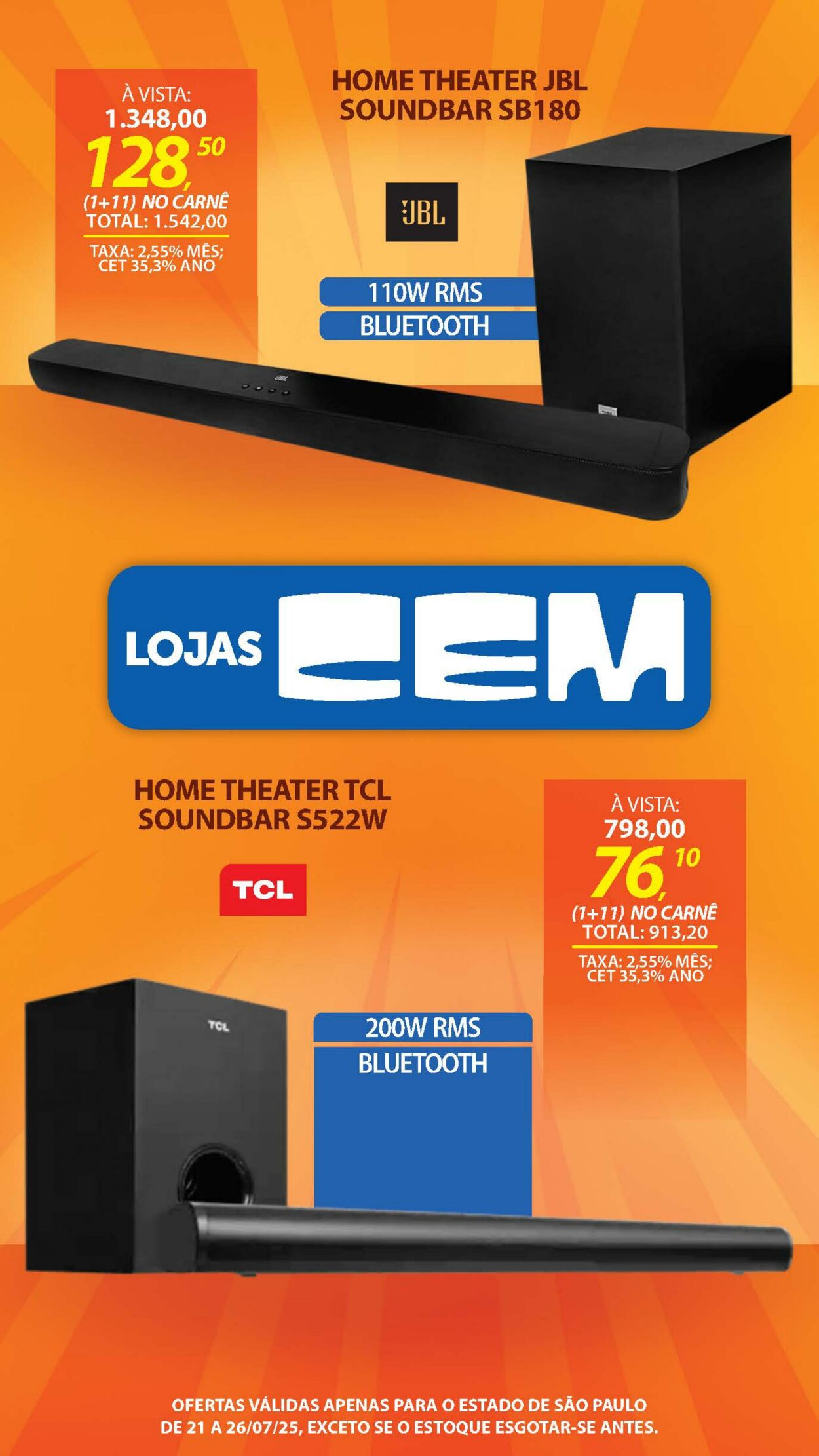 Folheto Lojas Cem 18.07.2025 - 05.08.2025