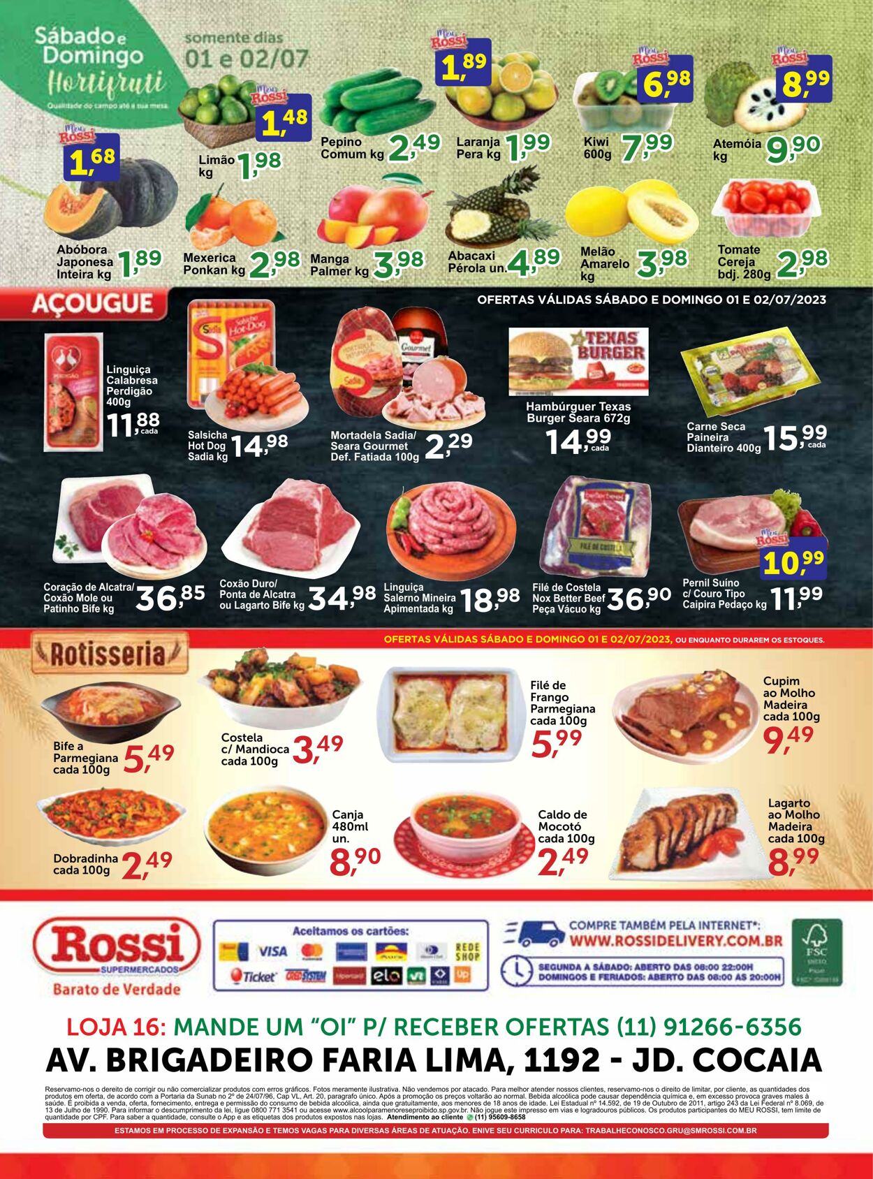 Folheto Rossi Supermercados 01.07.2023 - 02.07.2023