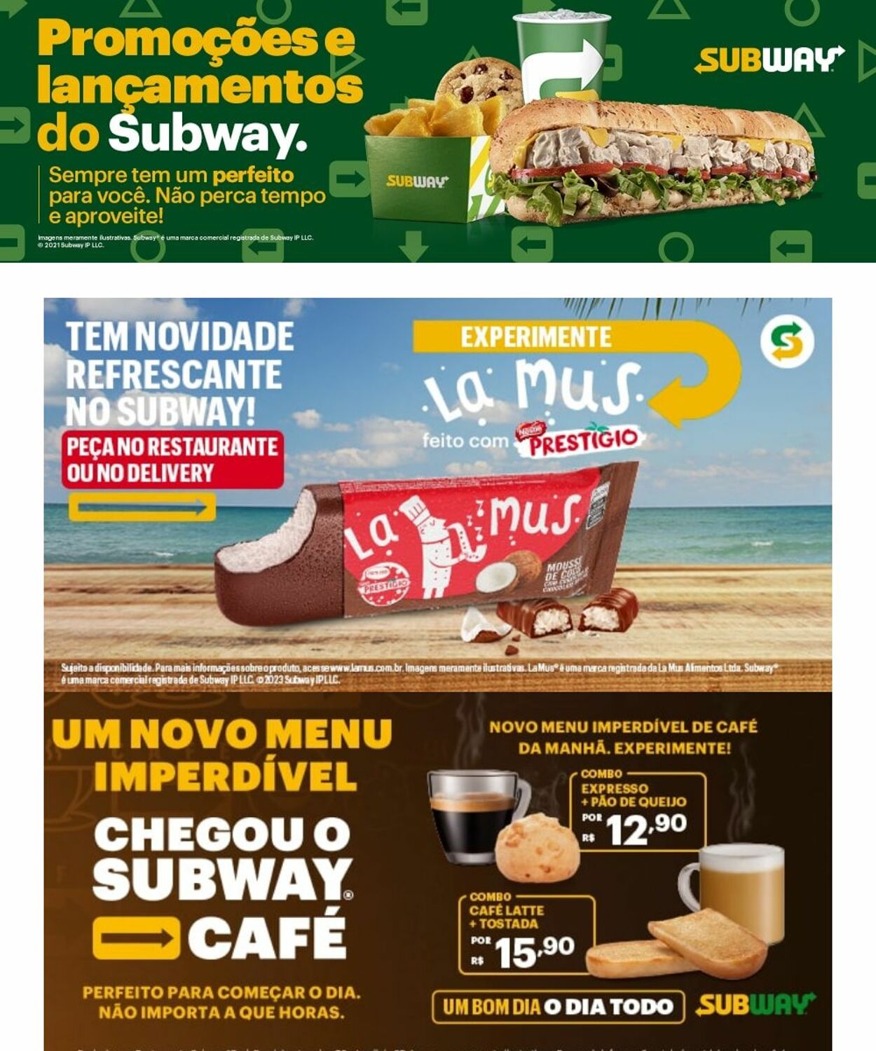 Subway Folhetos promocionais