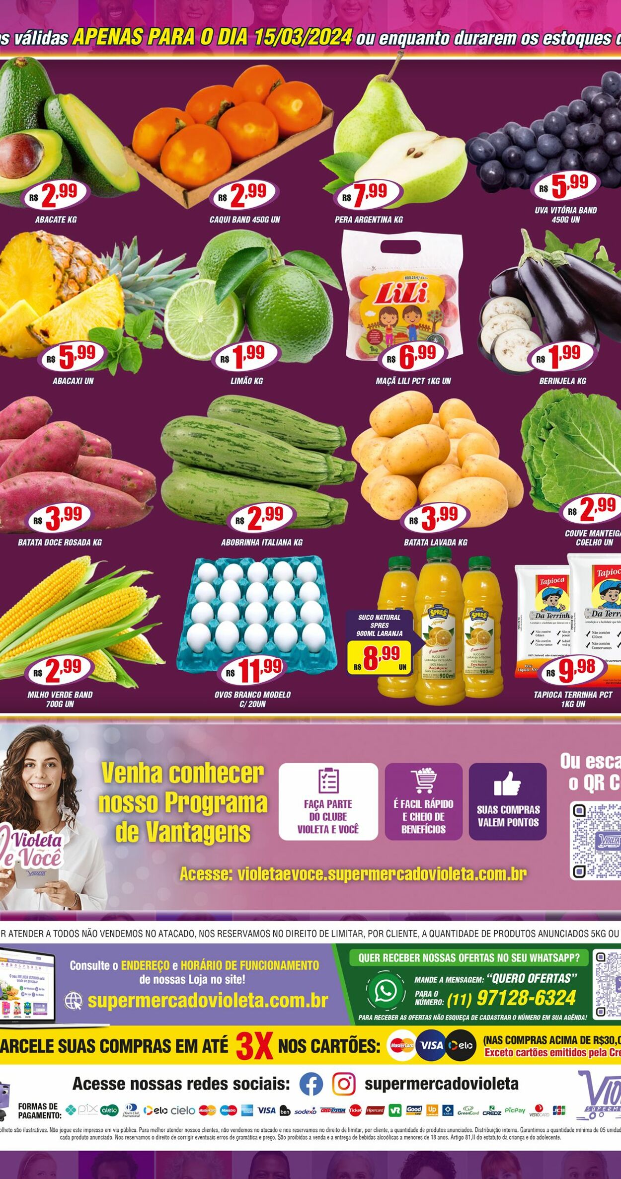 Folheto Violeta Supermercados 15.03.2024 - 15.03.2024