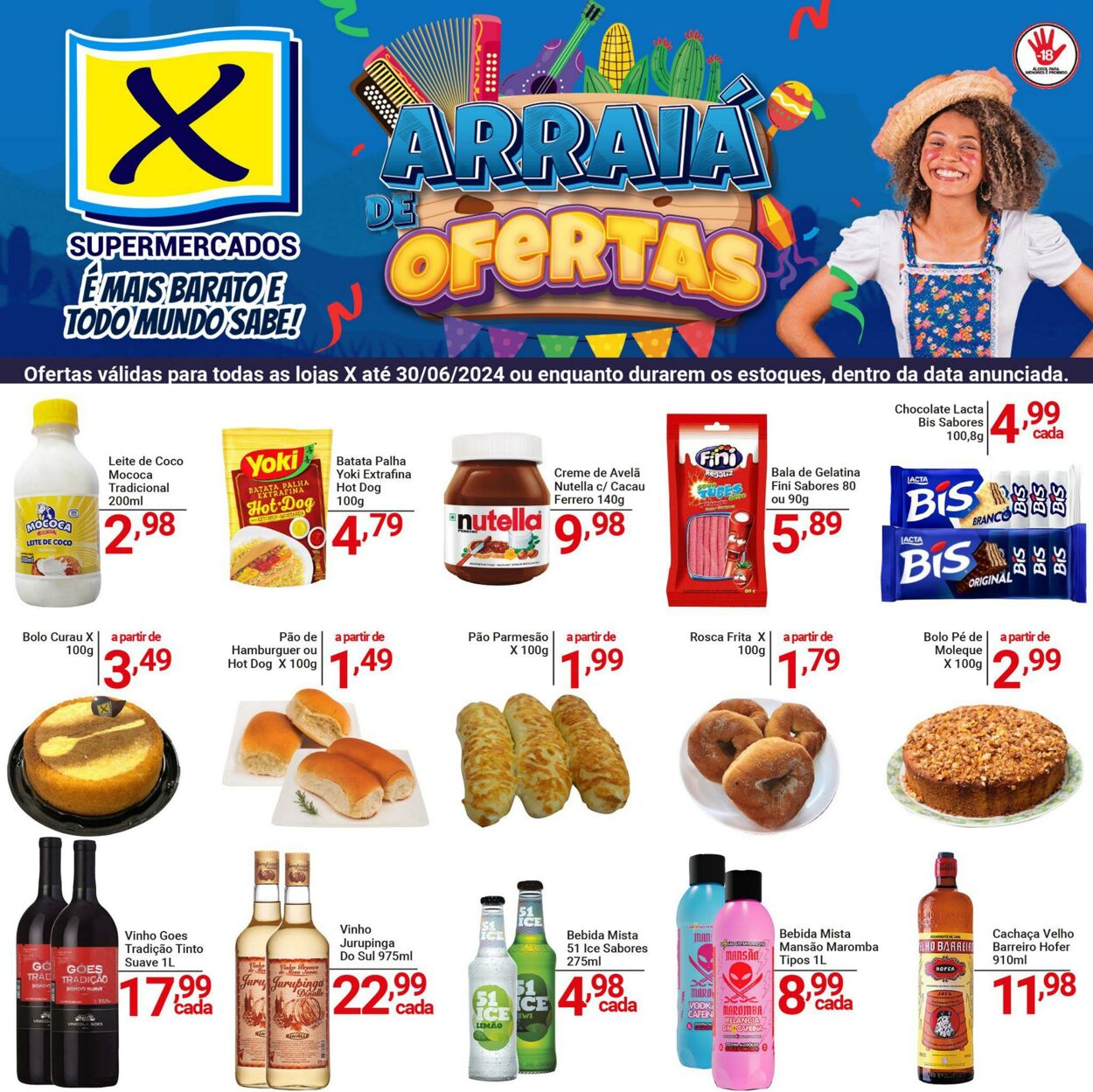 Folheto X Supermercados 17.06.2024 - 30.06.2024